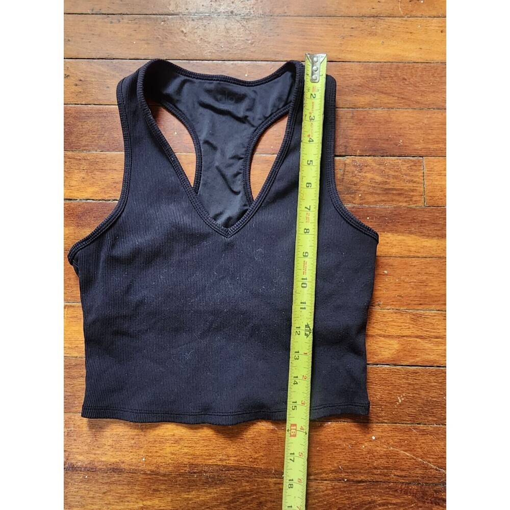 ALO Goddess Ribbed Cropped Racerback Tank Black Size Medium - Picture 6 of 7